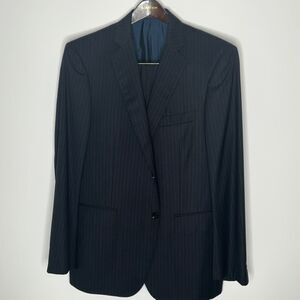 Pal Zileri Suit, Navy Blue with Pin Stripe, 52